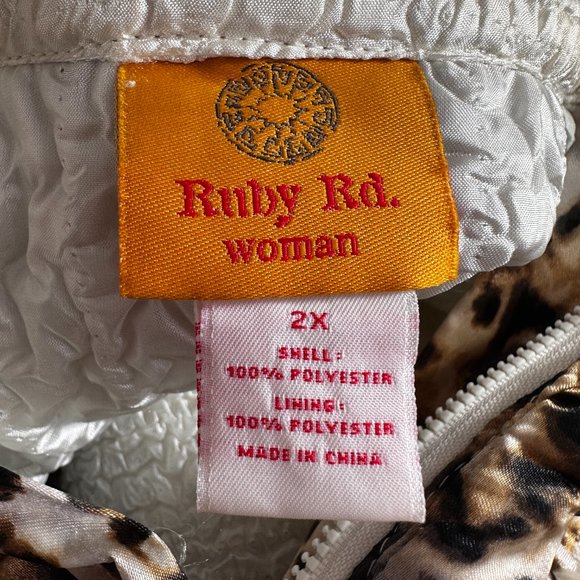 Ruby Rd Crinkle Jacket Womens Plus 2X Animal Print Cheetah Print Zip Up - Picture 10 of 11